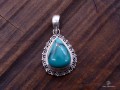 PA399 Pendentif Tibétain Argent Massif Turquoise