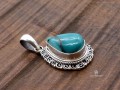 PA367 Pendentif Tibétain Argent Massif Turquoise