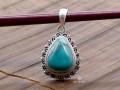 PA367 Pendentif Tibétain Argent Massif Turquoise