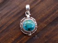 PA400 Pendentif Tibétain Argent Massif Turquoise