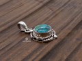 PA400 Pendentif Tibétain Argent Massif Turquoise