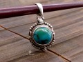 PA400 Pendentif Tibétain Argent Massif Turquoise