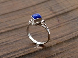 BA109 Bague Tibétaine Argent Massif Lapis Lazuli