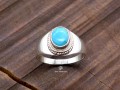 BA210 Bague Tibétaine Argent Massif Turquoise. Taille 54
