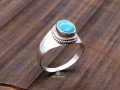 BA210 Bague Tibétaine Argent Massif Turquoise. Taille 62