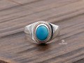 BA210 Bague Tibétaine Argent Massif Turquoise. Taille 62