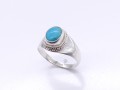 BA210 Bague Tibétaine Argent Massif Turquoise. Taille 62