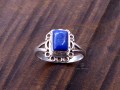 BA222 Bague Tibétaine Argent Massif Lapis Lazuli. Taille 52