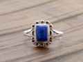 BA222 Bague Tibétaine Argent Massif Lapis Lazuli. Taille 57