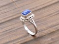 BA222 Bague Tibétaine Argent Massif Lapis Lazuli. Taille 57
