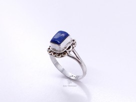 BA222 Bague Tibétaine Argent Massif Lapis Lazuli. Taille 57