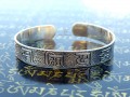 BRA76. Bracelet Tibétain Argent Massif Mantra Bouddhiste