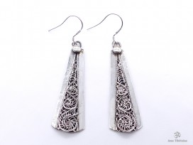 BdOA86 Boucles d’Oreille Tibétaines Argent Massif
