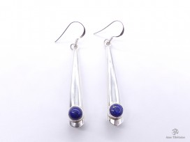 BdOA92 Boucles d’Oreille Tibétaines Argent Massif Lapis Lazuli