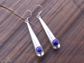 BdOA92 Boucles d’Oreille Tibétaines Argent Massif Lapis Lazuli