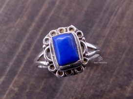 BA25 Bague Tibétaine Argent Massif Lapis Lazuli