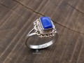 BA25 Bague Tibétaine Argent Massif Lapis Lazuli