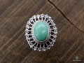 BA262 Bague Tibétaine Argent Massif Turquoise. Taille 56