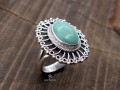 BA262 Bague Tibétaine Argent Massif Turquoise. Taille 56