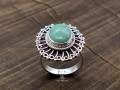 BA262 Bague Tibétaine Argent Massif Turquoise. Taille 56