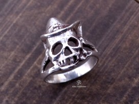 BA263 Bague Tibétaine Argent Massif Tête de Mort. Taille 55