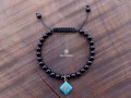 BrMala299 Bracelet Onyx Om Argent Massif