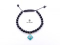 BrMala299 Bracelet Onyx Om Argent Massif. 19 cm