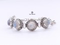 BRA82. Bracelet Tibétain Argent Massif Pierre de Lune