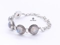 BRA82. Bracelet Tibétain Argent Massif Pierre de Lune