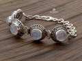 BRA82. Bracelet Tibétain Argent Massif Pierre de Lune