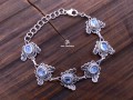 BRA83. Bracelet Tibétain Argent Massif Papillon Pierre de Lune