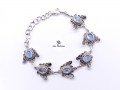 BRA83. Bracelet Tibétain Argent Massif Papillon Pierre de Lune