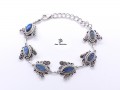 BRA84. Bracelet Tibétain Argent Massif Papillon Labradorite