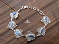 BRA84. Bracelet Tibétain Argent Massif Papillon Labradorite