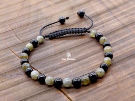 BrMala276 Bracelet Onyx Labradorite