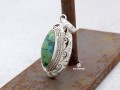 PA124 Pendentif Tibétain Argent Massif Turquoise