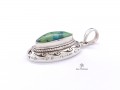 PA124 Pendentif Tibétain Argent Massif Turquoise