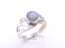 BA270 Bague Tibétaine Argent Massif Pierre de Lune. Taille 54