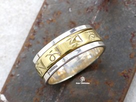 BA266. Bague Argent Massif Laiton Mantra Dorje Vajra