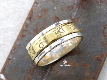 BA266. Bague Argent Massif Laiton Mantra Dorje Vajra