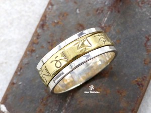 BA266. Bague Argent Massif Laiton Mantra Dorje Vajra