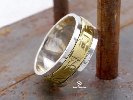 BA266. Bague Argent Massif Laiton Mantra Dorje Vajra