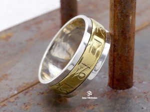BA266. Bague Argent Massif Laiton Mantra Dorje Vajra