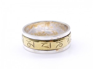 BA266. Bague Argent Massif Laiton Mantra Dorje Vajra