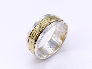 BA266. Bague Argent Massif Laiton Mantra Dorje Vajra