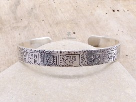 BRA56 Bracelet Tibétain Argent Massif Mantra Bouddhiste