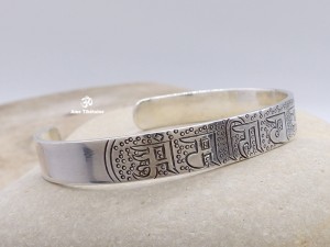 BRA56 Bracelet Tibétain Argent Massif Mantra Bouddhiste