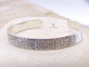 BRA56 Bracelet Tibétain Argent Massif Mantra Bouddhiste