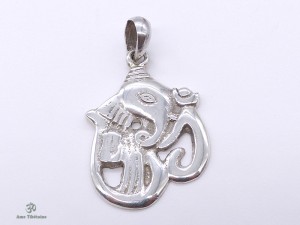 PA12 Pendentif Argent Massif Om Ganesh