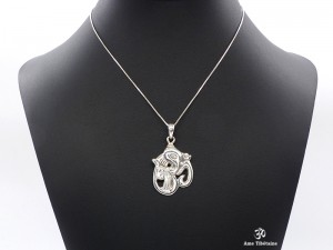PA12 Pendentif Argent Massif Om Ganesh